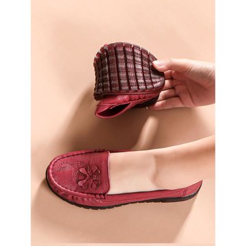 不累腳媽媽單鞋真皮軟底中老年女鞋防滑舒適平底奶奶皮鞋老人春秋