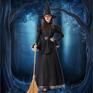 綠野仙蹤黑色女巫長裙cosplay服萬圣節成人派對巫婆吸血鬼演出服