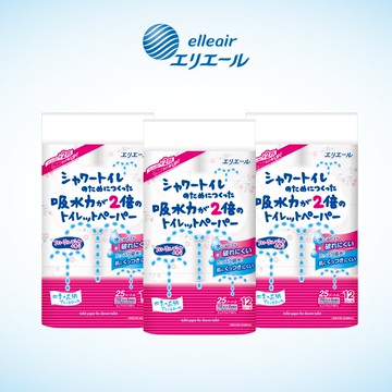 【抗漲省荷包】日本大王elleair溫水洗淨便座專用衛生紙12捲/串_花香(3串組)｜瘋加碼★滿額再享折扣