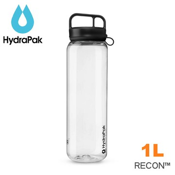 【HydraPak 美國RECON回收再生水瓶 可吊掛運動水瓶 1L《透明》】BRC02/運動水壺/自行車水壺