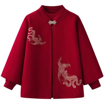 [米蘭精品] 現貨+預購 高級針織衫上衣秋冬毛衣開衫寬鬆大碼休閒女裝媽媽裝-鳳凰兩件套女外套3色74mo64