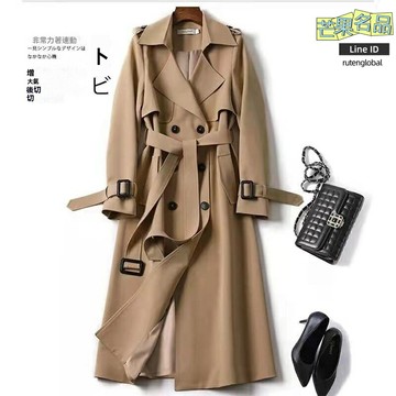 【小個子顯高】風衣女 中長款風衣 過膝風衣 韓版風衣 英倫風衣 春秋外套 雙排扣 繫帶收腰 大碼寬鬆 通勤休閒百搭