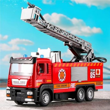 兒童消防車玩具可噴水仿真工程車合金小汽車模型聲光云梯灑水男孩