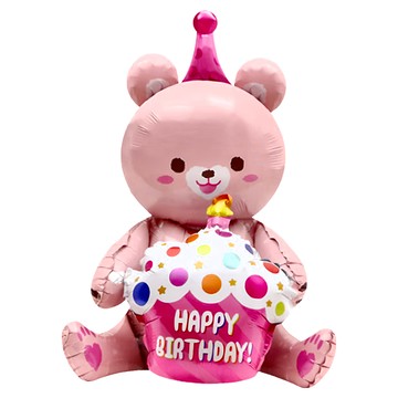 WOONUE 高品質生日慶祝派對儀式感網美款佈置擺拍充氣大型氣球 生日小熊款  1個