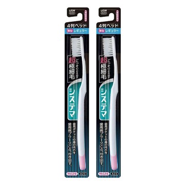 LION 獅王 Systema 細潔 普通4排柔軟牙刷 顏色隨機  1入  2支