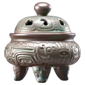 A&R 招財開運陶瓷青銅古紋三足鼎香薰爐 祥雲紋  10.7 x 11.4cm  1個