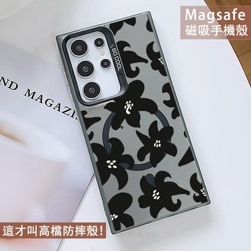 Magsafe磁吸手機殼 黑色雞蛋花保護殼 適用於A17 A56 A36 A26 A16 A55 A35 A15 A25