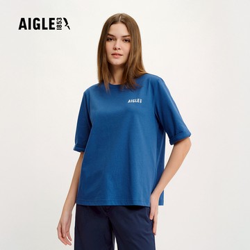 【AIGLE】女 快乾抗菌短袖T恤｜AG-4P222A052 海軍藍 (女 T恤 抗菌 快乾)
