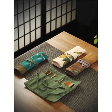 哲明 茶道配件收納袋茶具零配布藝袋六君子便攜茶則布袋茶具包