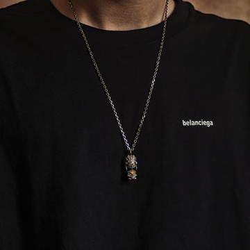 S925純銀印第安巫逗娃娃個性時尚吊墜可愛情侶創意小財神項鏈復古