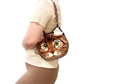 限量現貨 原創合作款 寵物單肩包 卷耳貓貓臉包