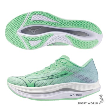 Mizuno 美津濃 慢跑鞋 男鞋 WAVE REBELLION FLASH 2 綠【運動世界】J1GC243581