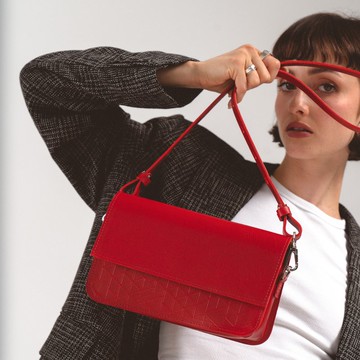 幾何壓花皮革肩背包 配可調節帶和安全扣合 - 優雅日常攜帶包