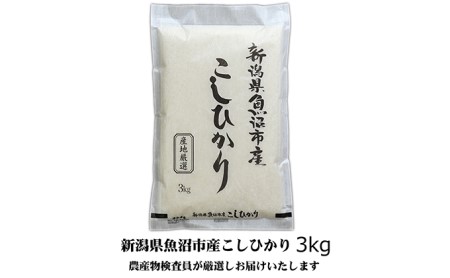 農産物検査員お奨め 魚沼産こしひかり（精米）3kg