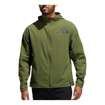 adidas Solid Color Cardigan hooded track Jacket Green