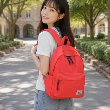 日系街頭休閒尼龍筆電後背包6102(西瓜紅)