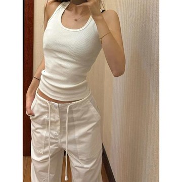 白色背心女夏外穿內搭2023新款辣妹工字吊帶防走光無袖打底衫上衣