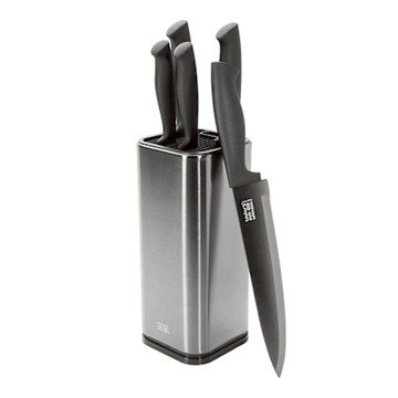 《Taylors Eye Witness》Titanium刀座+刀具5件-黑-- 廚具刀具組 主廚刀 麵包刀 切肉刀 多用刀 削皮刀 刀座