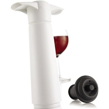 荷蘭 Vacu Vin Click 紅酒抽真空器+2瓶塞組(白)