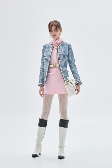 粉紅雪糕色牛仔短裙