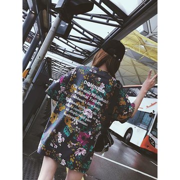 古著感少女t恤港味ins寬松大bf風中長款短袖女2023新款夏季學生潮