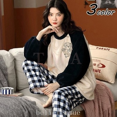 パジャマ ルームウェア レディース 秋冬 長袖 モコモコパジャマ フランネル ルームウェア チェック柄 暖かい上下セット 可愛い 厚手パジャマ 女性 部屋着 寝巻き 通販 Lineポイント最大get Lineショッピング