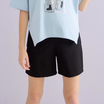 【YUTZUYA 優姿雅】不對襯設計感字母織帶高彈力短褲