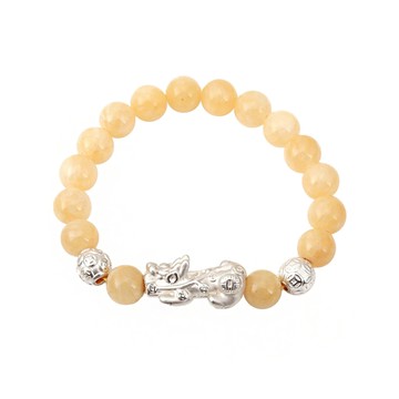 純銀貔貅黃玉手鍊 (事業運/招財/辟邪護身/偏財運/保平安)