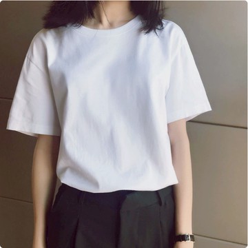 韩系純棉T恤  素面短袖上衣  女T恤  夏季純棉T shirt 短T  內搭  寬鬆版型  大尺碼上衣 ZD