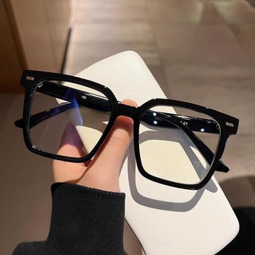 近視眼鏡 濾藍光眼鏡 有度數眼鏡 可配近視大框眼鏡 加寬大碼全黑框大臉胖子胖臉眼鏡架男可顯臉小女