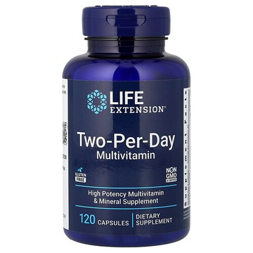 Life Extension, 每日兩粒複合維生素，120 粒膠囊