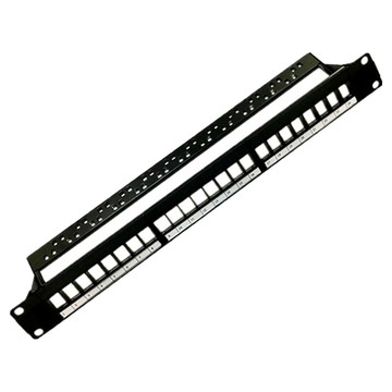 Neon 台灣霓虹 帶防塵蓋純銅鍍金RJ45雙頭直通跳線面板 24埠 Cat.6  1個  黑色  48.3cm