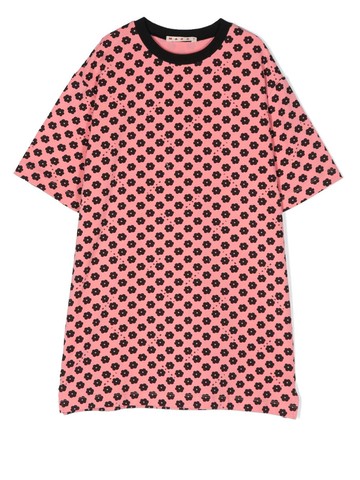 Marni Kids - floral-print short-sleeved T-shirt dress - kids - Cotton/Spandex/Elastane - 8 yrs - Pink