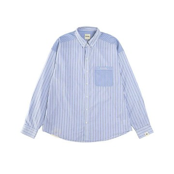 A[S]USL CONTRAST STRIPE SHIRT / ASUSL日系 寬鬆 拼接 條紋襯衫
