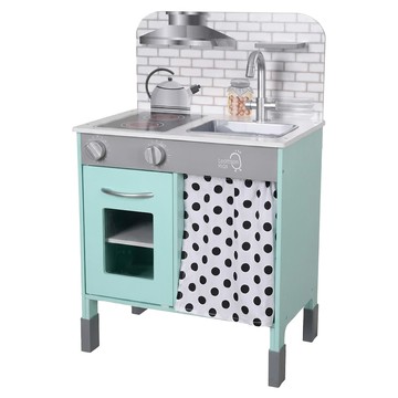 teamson kids 優雅小廚師費城現代成長型木製玩具廚房  湖水綠  50.2 x 32.4 x 74.9cm  1組
