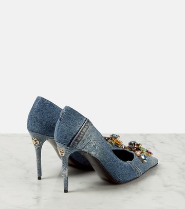 Dolce & Gabbana Crystal-embellished denim pumps