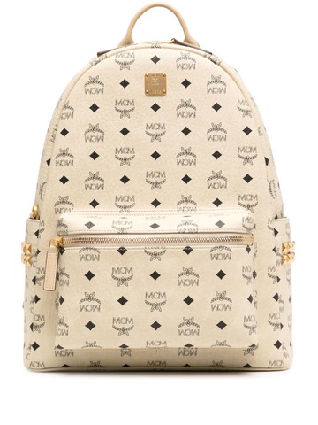 MCM - medium Stark Studded leather backpack - unisex - Canvas/Leather - One Size - White