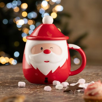 愛爾蘭Belleek Living 聖誕系列 陶瓷附蓋馬克杯+攪拌匙