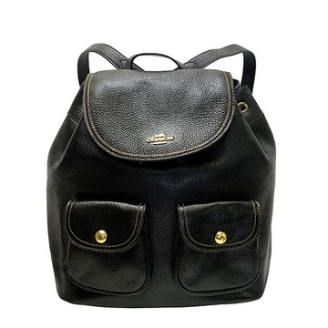 COACH - 荔枝紋皮革後背包 (黑色)