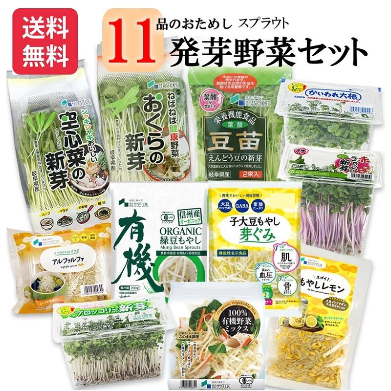 ブロッコリースプラウト 野菜セット 発芽野菜 おためし 11品セット 豆苗 子大豆もやし 機能性表示食品 ミールキット カット野菜 ギフト 送料無料