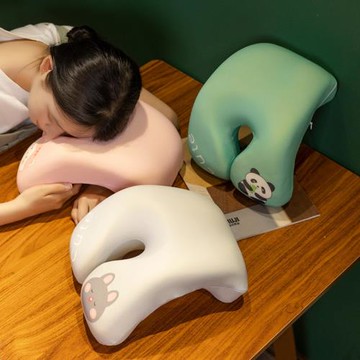 可愛卡通人體工學記憶棉冰絲午休趴睡枕清涼冰絲小枕頭工廠批發