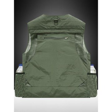 釣魚旅游攝影登山馬甲男寬松大碼多口袋背心休閑v領馬夾夏季薄款