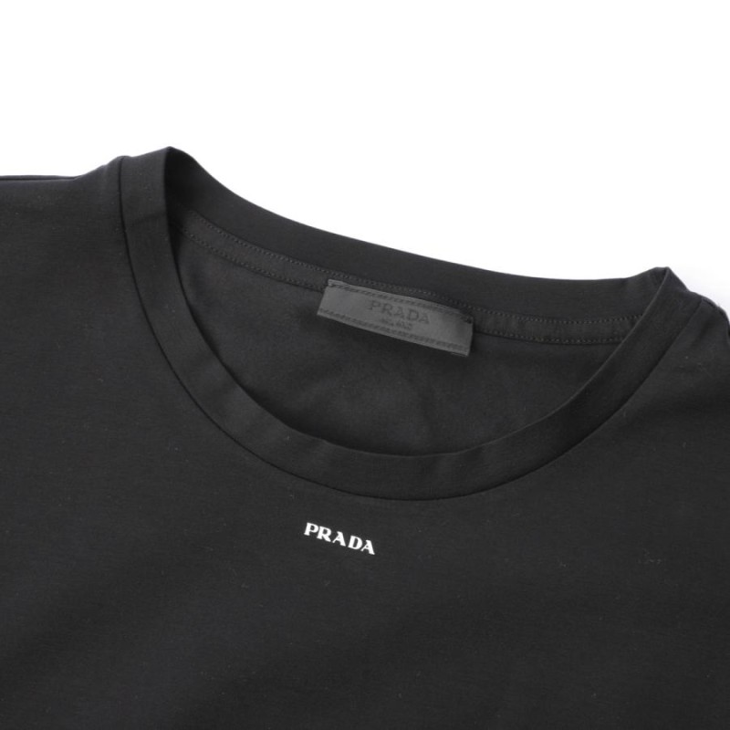 プラダ PRADA クルーネック半袖Tシャツ ブラック メンズ ujn843-s231