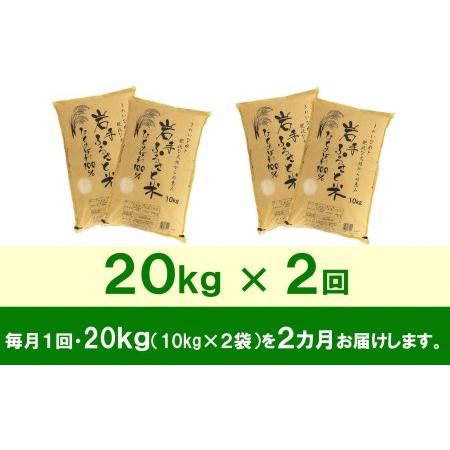 ふるさと納税 3人に1人がリピーター!☆全2回定期便☆ 岩手ふるさと米 20kg(10kg×2)×2ヶ月 令和5年産 新米 一等米ひとめぼれ 東北有数.. 岩手県奥州市