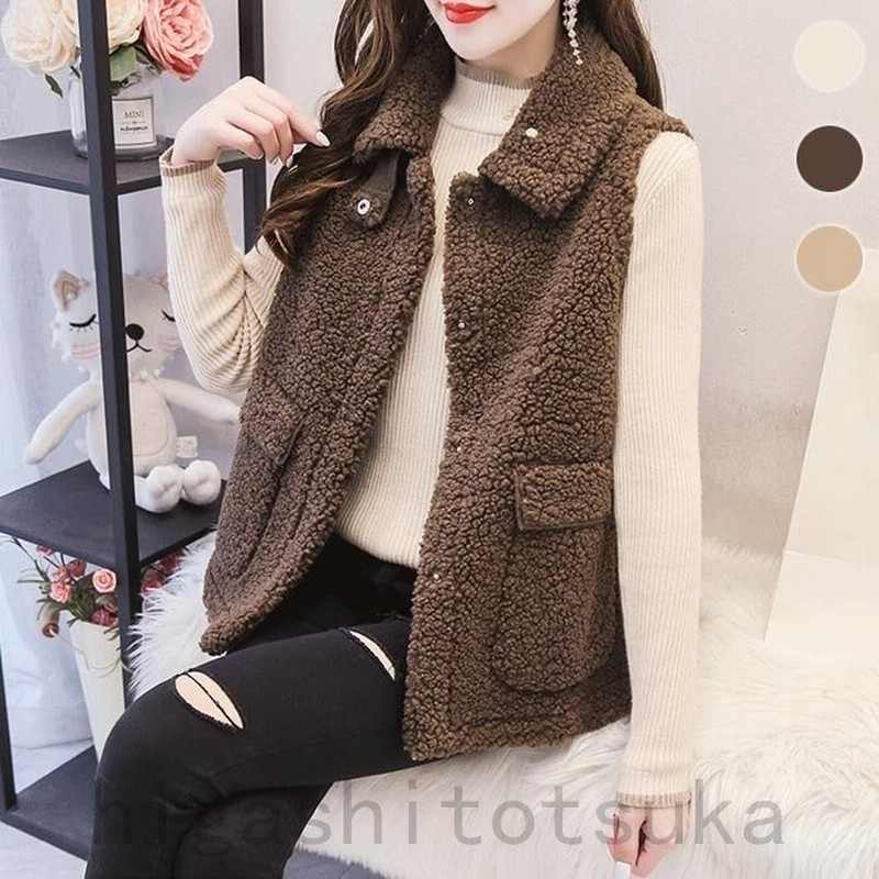 フリースベスト レディース ベスト 冬 チョッキ 厚手 前開き ジレベスト モ フリース ジレ レトロ アウター 通勤 通販 Lineポイント最大get Lineショッピング