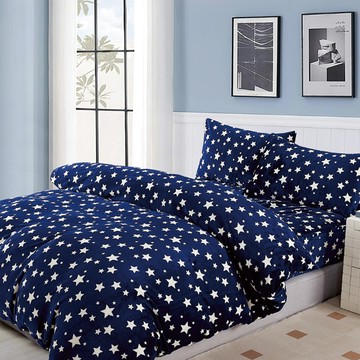 【Galatea葛拉蒂】法蘭絨冬季雙人特大床包四件組 願望星空