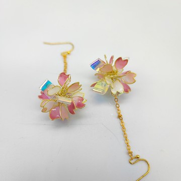 彩櫻花球耳飾