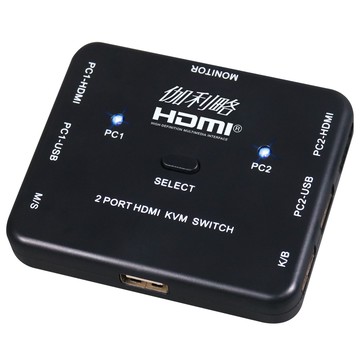 伽利略 HDMI 4K60Hz KVM 影音切換器 2埠