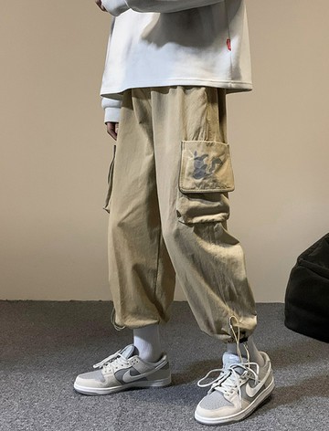 FINDSENSE X 男日系潮牌抽繩束腳褲寬鬆工裝褲長褲