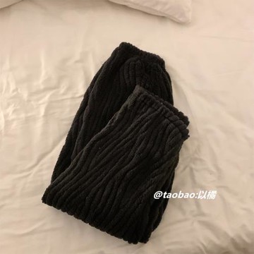 韓系黑灰帕恰狗睡衣女秋冬季新款珊瑚絨加厚加絨保暖法蘭絨家居服